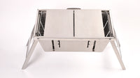 Foldable Barbecue Stand - Portable, Durable Stainless Steel Standing BBQ Grill, with Foldable Tray and Handle, Folds Small and Flat