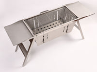 Foldable Barbecue Stand - Portable, Durable Stainless Steel Standing BBQ Grill, with Foldable Tray and Handle, Folds Small and Flat