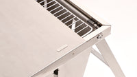 Foldable Barbecue Stand - Portable, Durable Stainless Steel Standing BBQ Grill, with Foldable Tray and Handle, Folds Small and Flat
