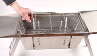Foldable Barbecue Stand - Portable, Durable Stainless Steel Standing BBQ Grill, with Foldable Tray and Handle, Folds Small and Flat
