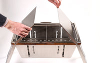 Foldable Barbecue Stand - Portable, Durable Stainless Steel Standing BBQ Grill, with Foldable Tray and Handle, Folds Small and Flat