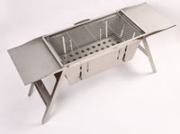 Foldable Barbecue Stand - Portable, Durable Stainless Steel Standing BBQ Grill, with Foldable Tray and Handle, Folds Small and Flat