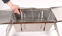 Foldable Barbecue Stand - Portable, Durable Stainless Steel Standing BBQ Grill, with Foldable Tray and Handle, Folds Small and Flat