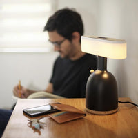 CoinLamp DINA - Interactive Modern Piggy Bank Light with Wooden Switch & Base, Minimalist LED USB-C Energy Saving Decorative Bedside Night Light