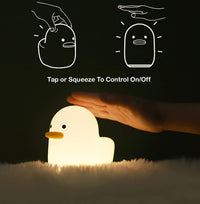 DesignNest Duck Night Light Soft Warm LED Sleep Lamp with Timer & Touch Control, BPA Free Silicone Kids & Adult Bedside Light, Portable Rechargeable Nightlight for Nursery, Bedroom & Gifts
